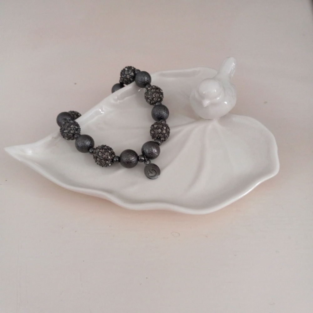 Gloria Vanderbilt - Silver Tone Beaded Stretch Bracelet